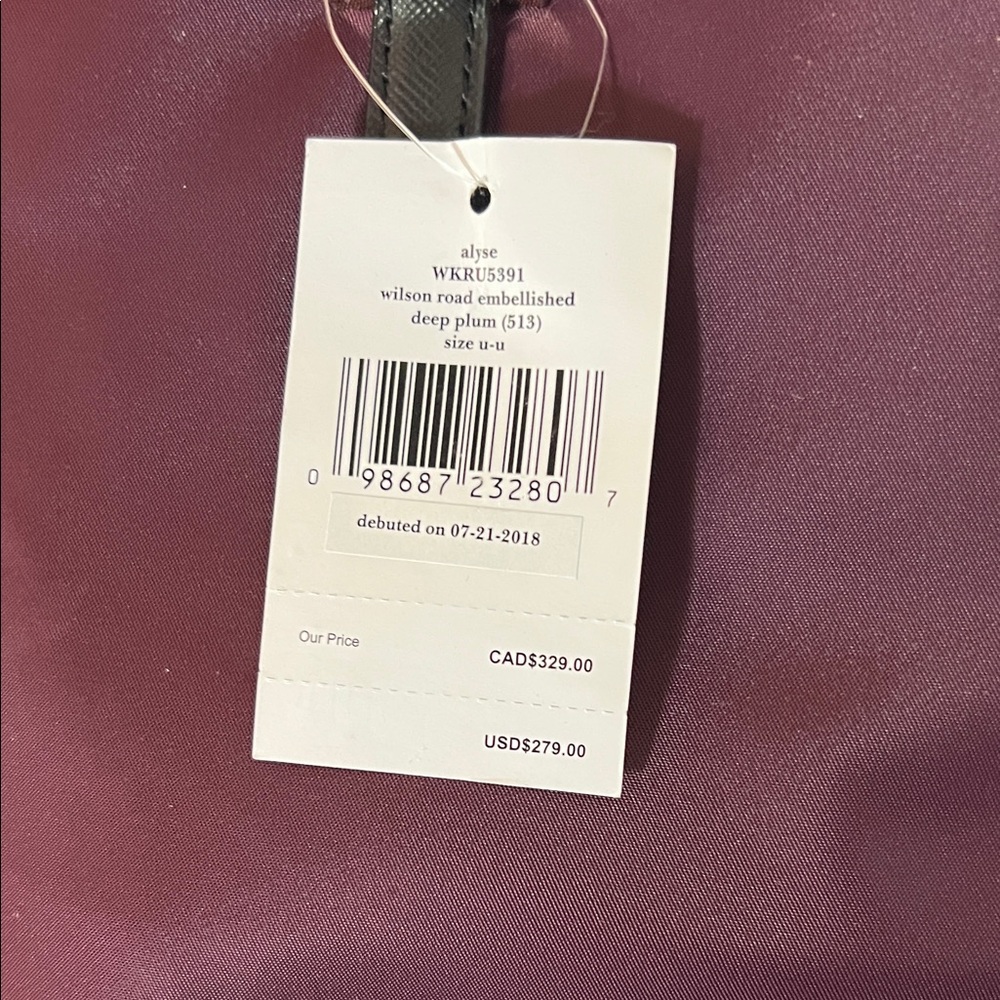 Kate Spade Plum Tote with Black Embellishments - Picture 5 of 5